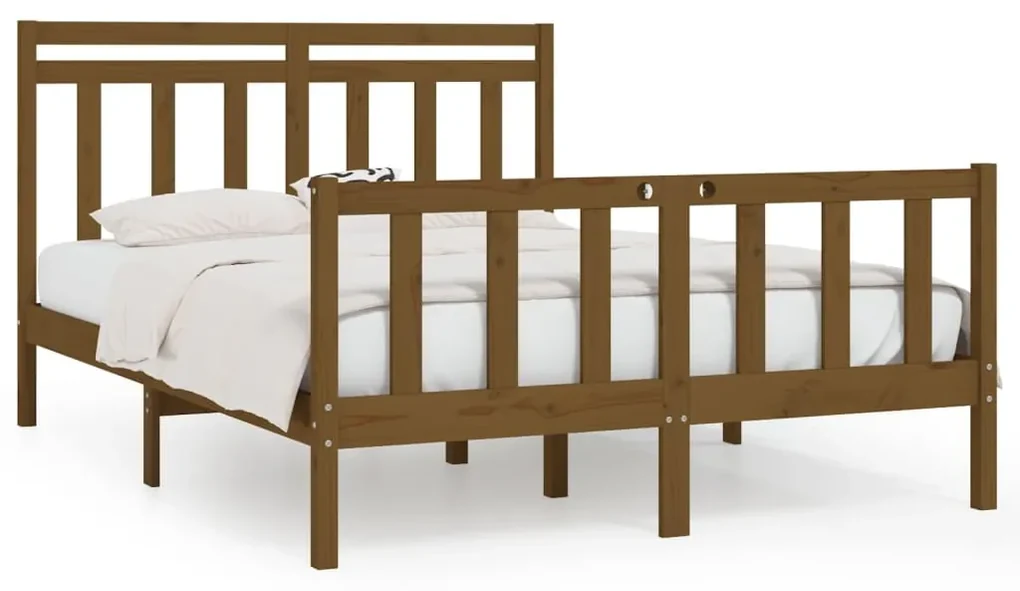 vidaXL Bedframe massief grenenhout honingbruin 160x200 cm