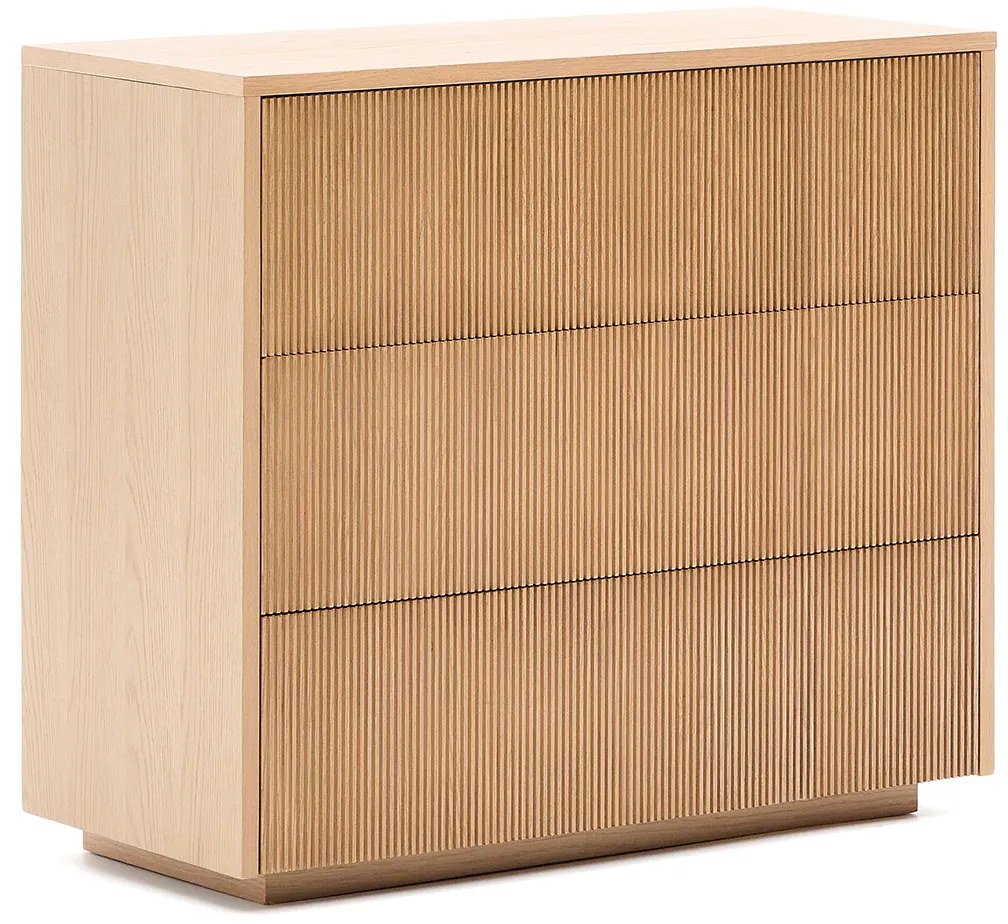 Kave Home Helvine Eiken Ladenkast Met Ribbels - 90x50x79cm.