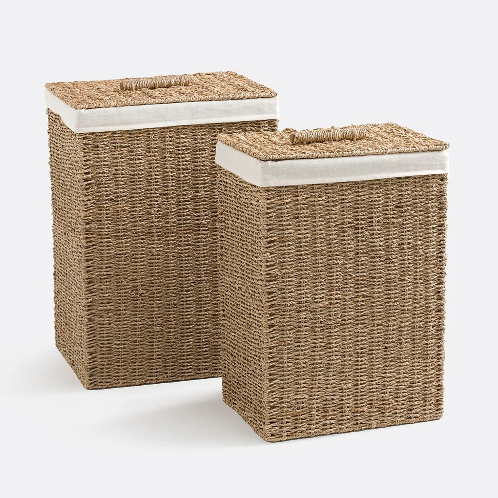 Set van 2 wasmanden van gevlochten zeegras, AZURO