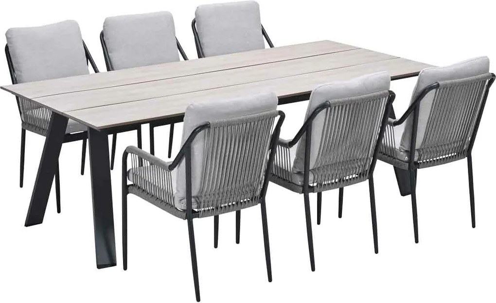 Garden Impressions Stevie tuinset 7-delig - Braga tuintafel 220x100 cm