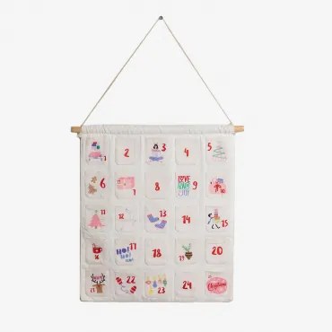 Katoenen Adventskalender (45x55 Cm) Rudolf Wit - Sklum