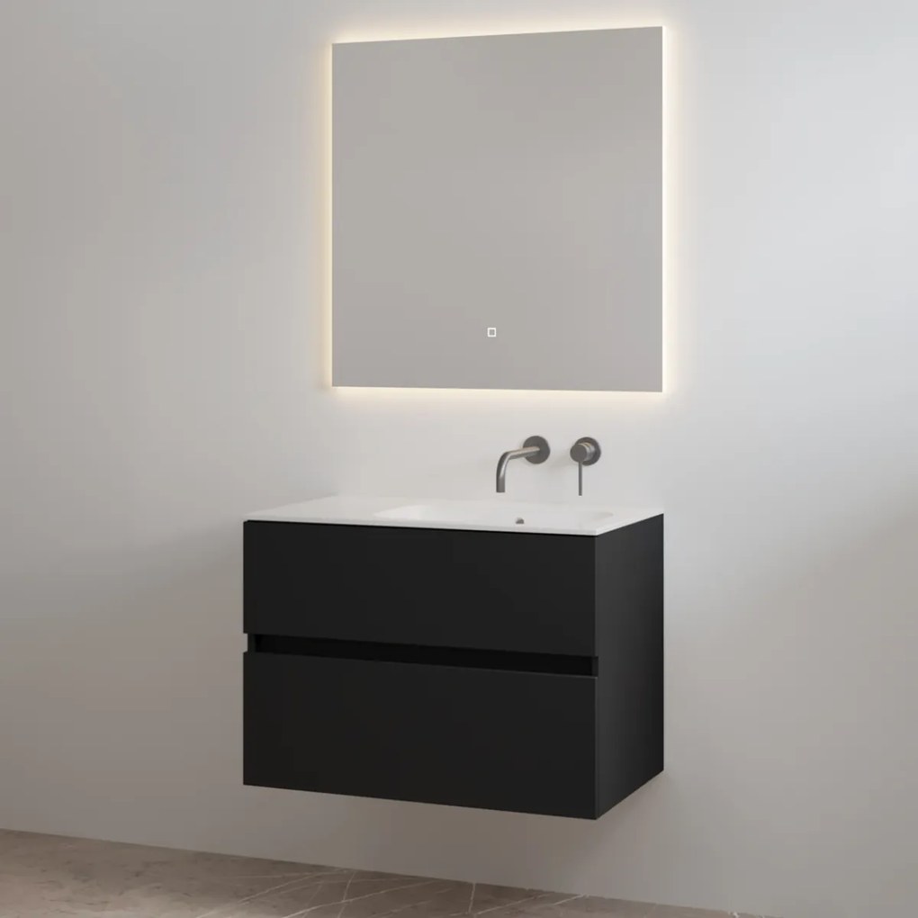 Best Design Splash badkamermeubel 80cm zonder kraangat zwart mat