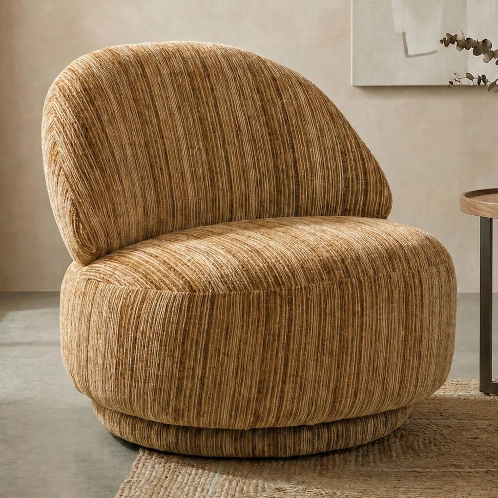 Retro Stoffen Fauteuil Mosterd