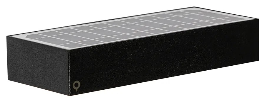 Buiten wandlamp zwart met dimlicht en sensor op solar - Kayo