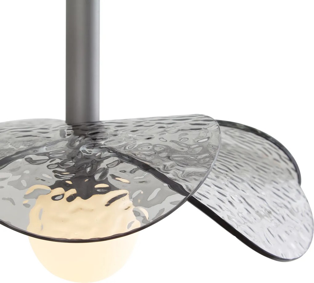 Design hanglamp zilver met smoke glas - Kemner