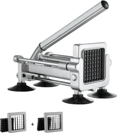 VEVOR Frietsnijder, aardappelsnijder met roestvrijstalen messen van 1/2 inch en 3/8 inch, handmatige aardappelsnijder met zuignappen en handvat, ideaal voor aardappelen, friet en groenten