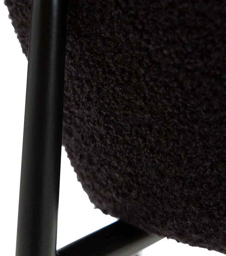 Dan-Form Orbit Barstoel Zwart Shimmer Boucle Met Hoge Rugleuning