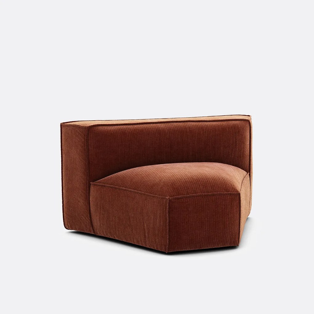 Open hoekelement voor modulaire bank, in vintage ribfluweel, SEVEN