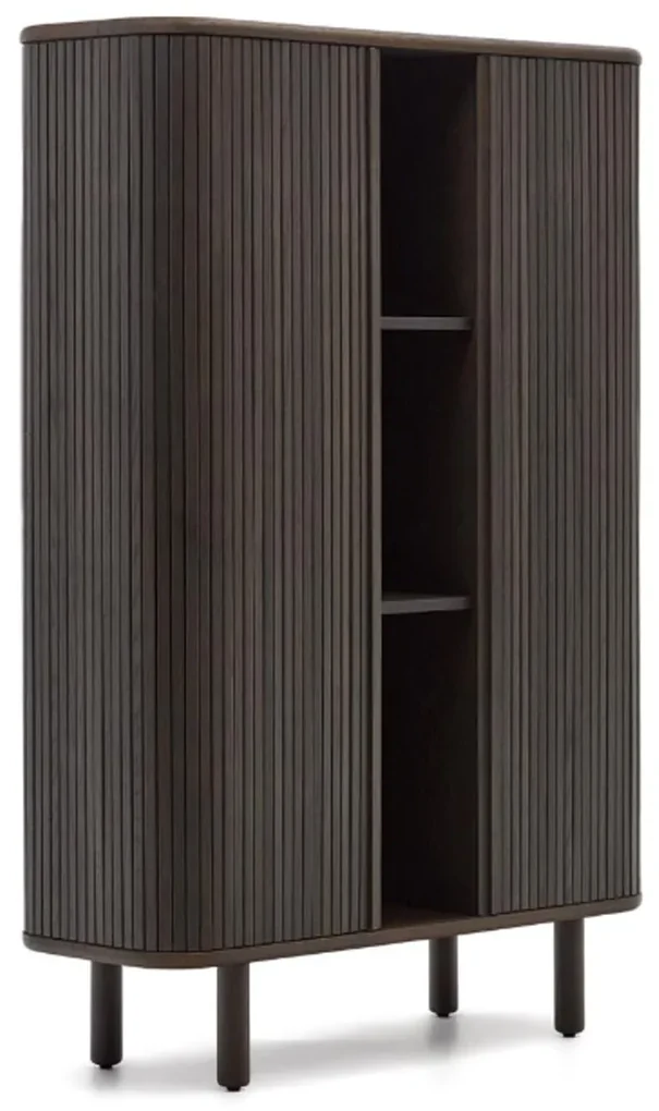 Kave Home Mailen Houten Kast Met Latjes Schuifdeuren Bruin - 110x40x160cm.