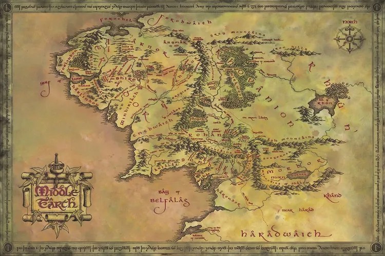 Kunstafdruk The Lord of the Rings - Middle Earth