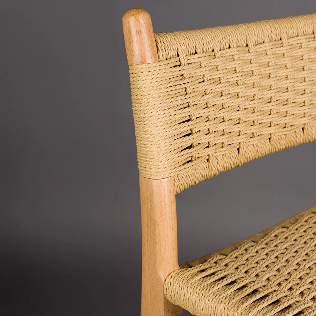 Dutchbone Cecile Houten Frame Barkruk Naturel