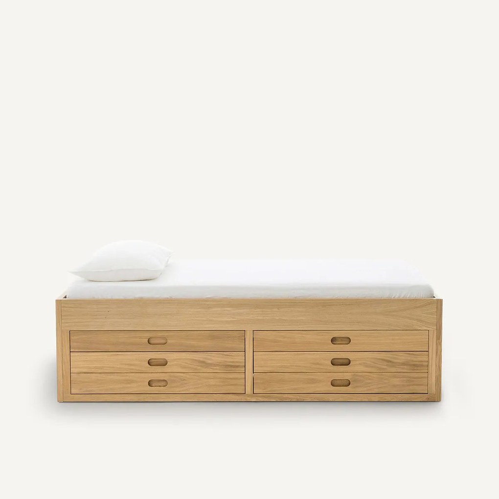 Platform bed, fineer eik Octavo