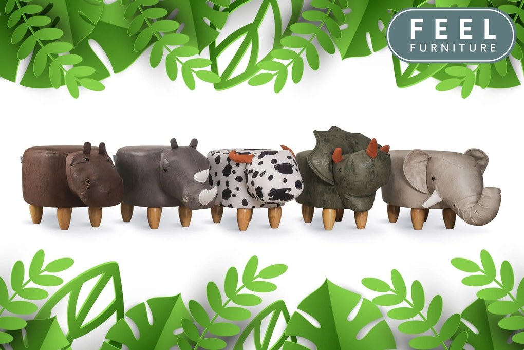 Feel Furniture | Kruk Nijlpaard b: 33cm x h: 36cm multicolour krukken materiaal bekleding : kunstleermateriaal poefs & krukken | NADUVI outlet