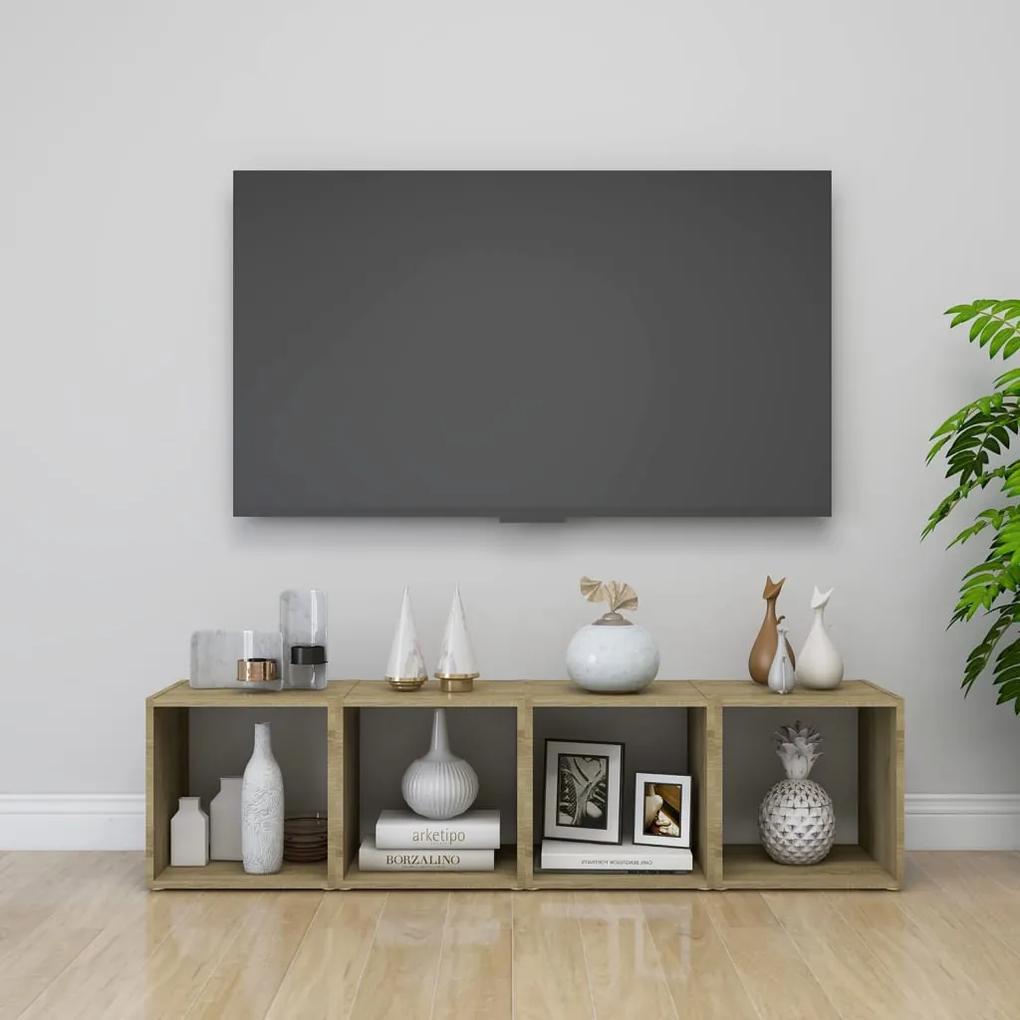 vidaXL Tv-meubelen 4 st 37x35x37 cm spaanplaat wit sonoma eikenkleurig