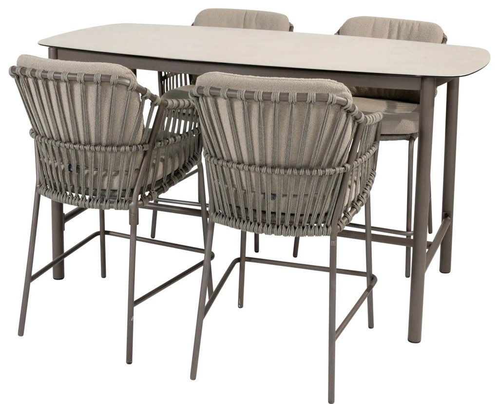 Manolo Capalbio high dining tuinset 180x90xH90 cm 5 delig keramiek terre 4 Seasons Outdoor