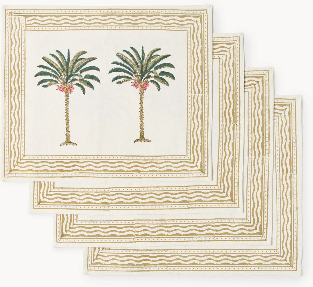 Handbedrukte servetten Palm Tree, 4-delig