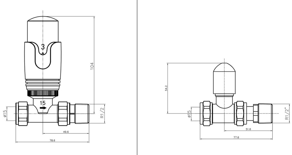 Eastbrook Valve radiator aansluitset recht met thermostaat mat cappuccino
