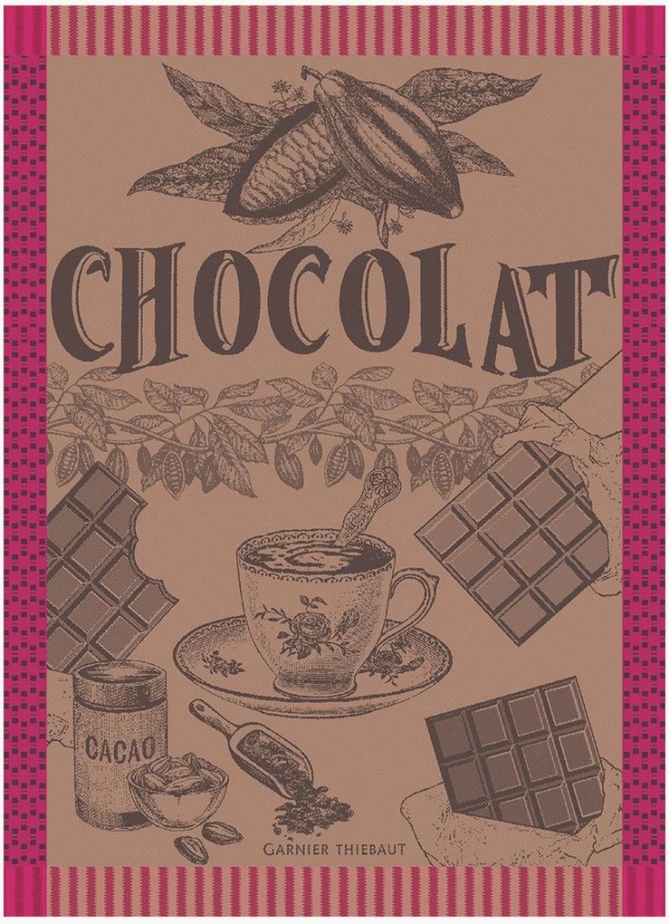 Jacquard theedoeken Tasse De Choco Fuchsia, 4-delig