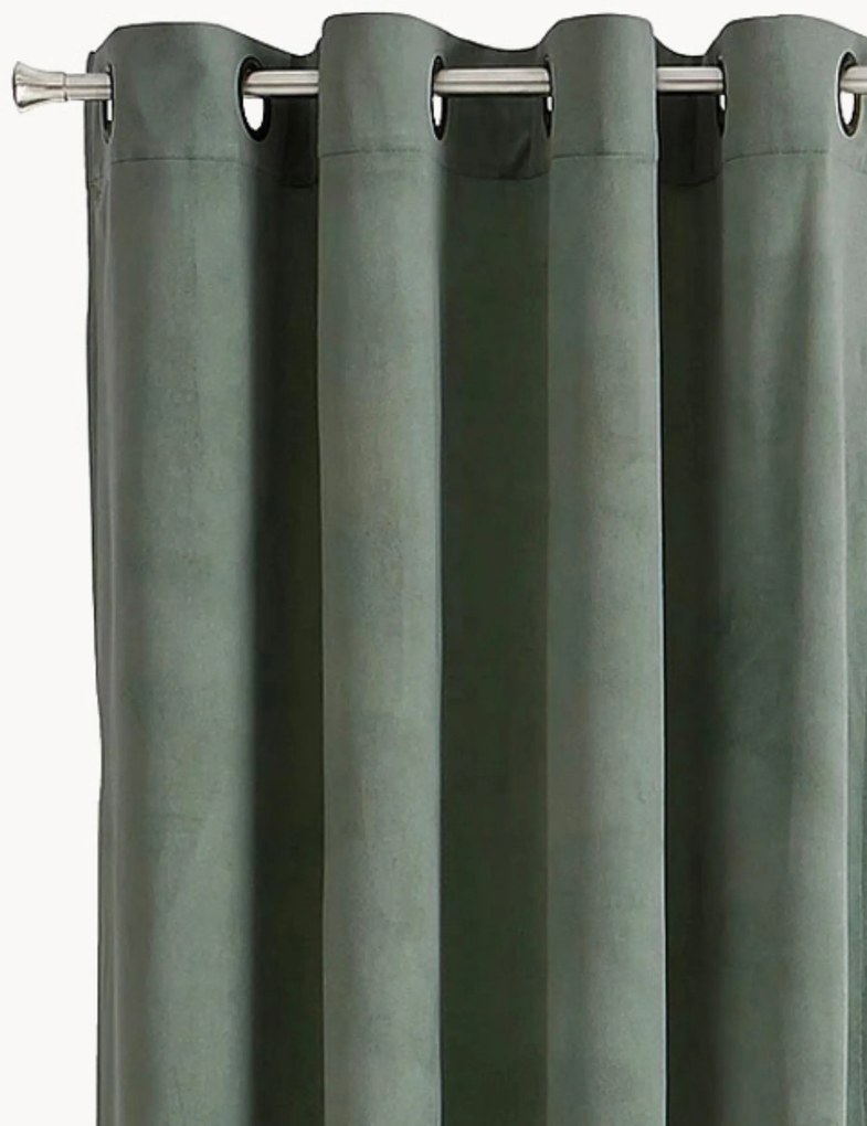 Fluwelen dim-out gordijnen Nora met ringen, 2-delig, B 140 cm