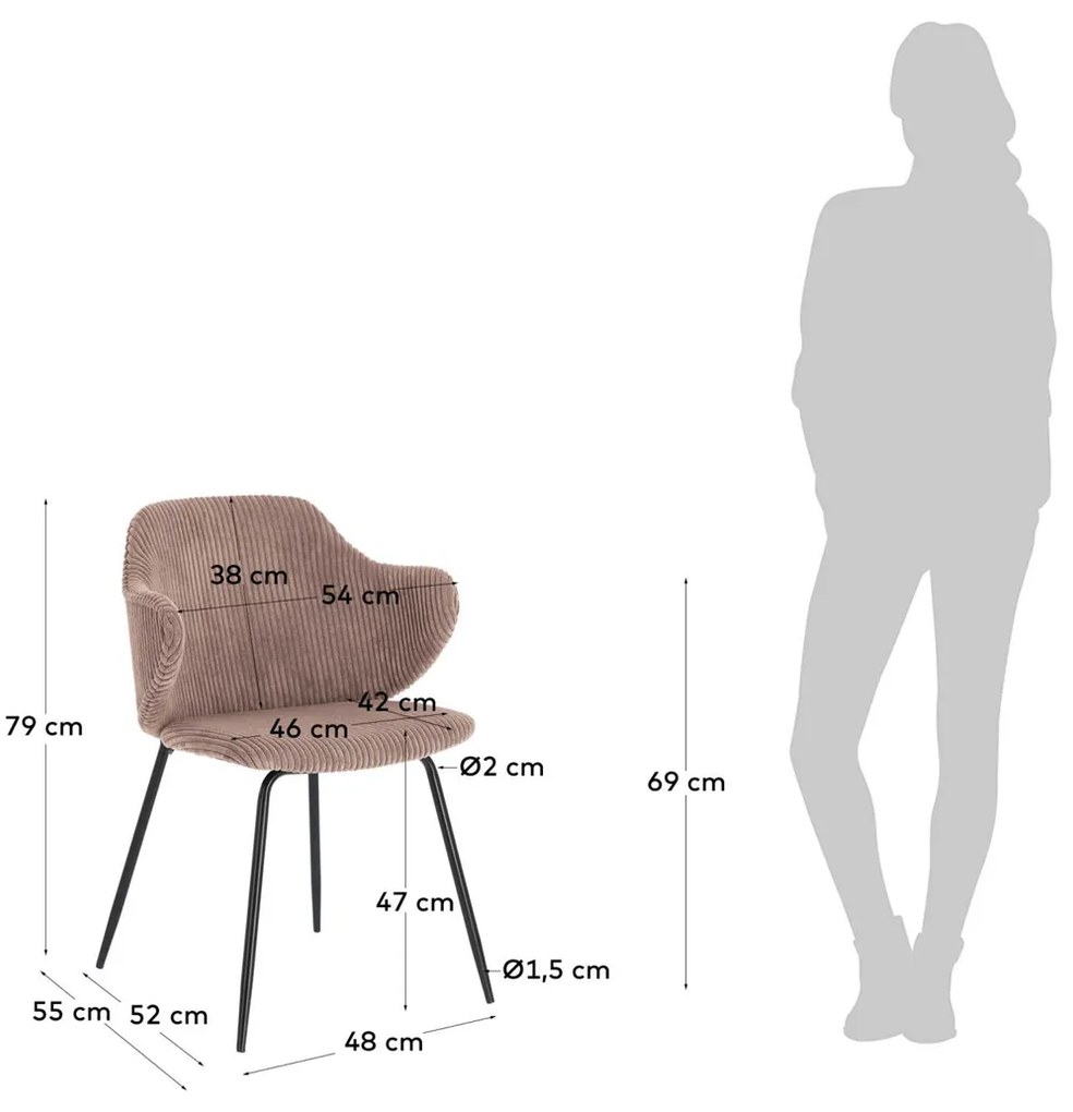Kave Home Suanne Corduroy Roze Eetkamerstoel