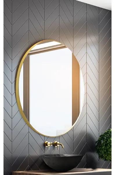 Looox Mirror Gold Line Round ronde spiegel 80cm mat goud SPGLR800