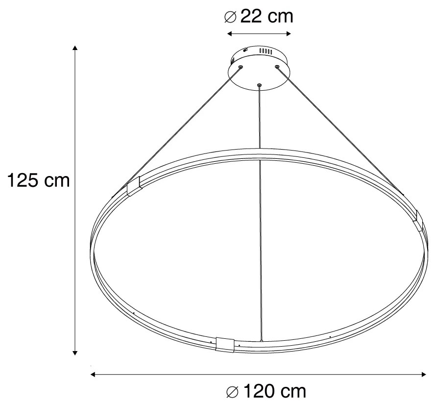 Design hanglamp zwart 120cm incl. LED 3-staps dimbaar - Anello Design rond Binnenverlichting Lamp