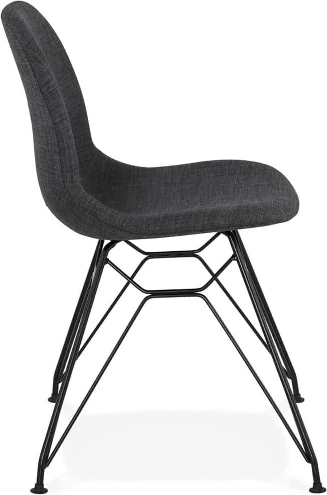 Design stoel 'DECLIK' donkergrijs met zwart metalen poten