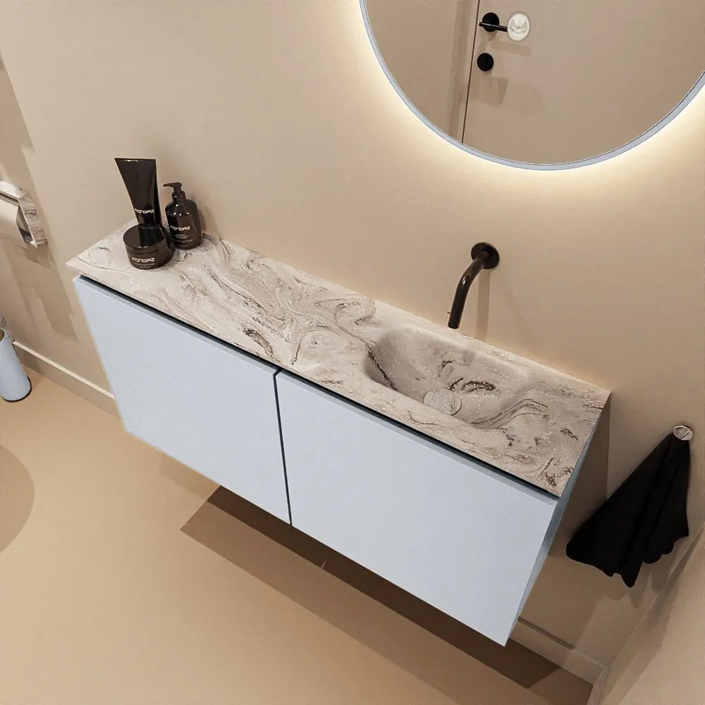 Mondiaz Ture DLux toiletmeubel 100cm clay met wastafel glace rechts zonder kraangat