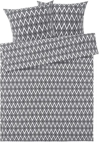 Flanellen dekbedovertrek 200 x 200 cm Driehoeken/zwart/wit