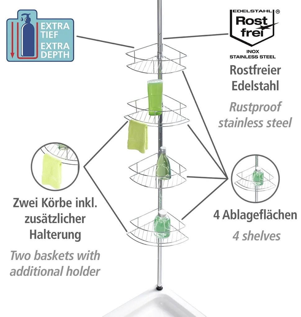 Wenko Dolcedo telescopisch doucherek RVS glanzend