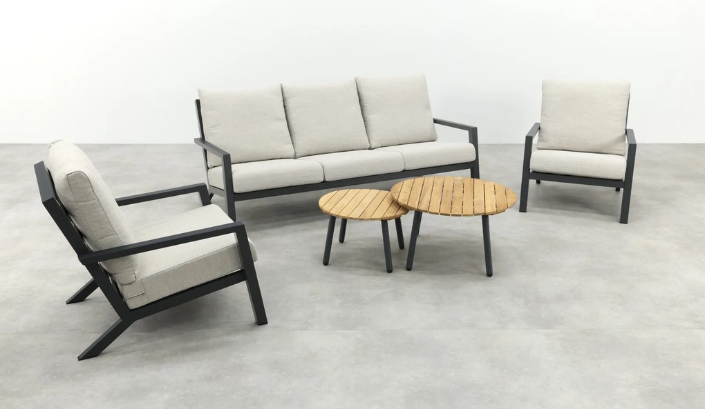 Boston/Mindo stoel - 3-zitsbank loungeset - 5-delig