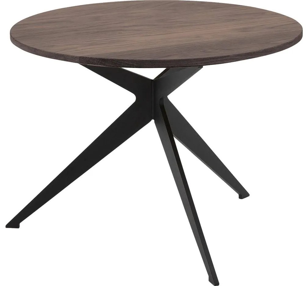 Goossens Excellent Salontafel Ferris rond, hout eiken donker bruin, elegant chic, 50 x 37 x 50 cm