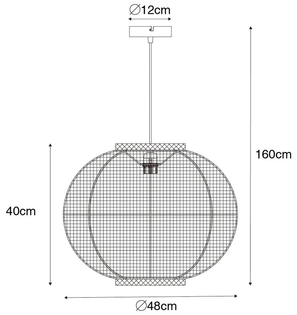 Stoffen Oosterse hanglamp naturel 48 cm - RobOosters E27 rond Binnenverlichting Lamp