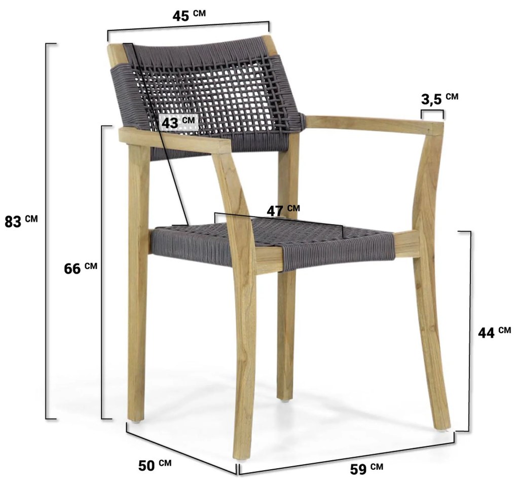 Tuinset 8 personen 300 cm Rope Grijs Lifestyle Garden Furniture Dallas/Brighton