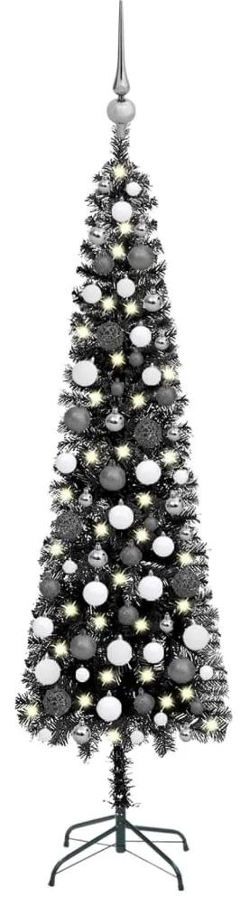 vidaXL Kerstboom met LED's en kerstballen smal 210 cm zwart