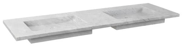 Forzalaqua Nova wastafel 160.5x51.5x9.5cm Rechthoek 2 kraangaten 2 wasbakken Natuursteen Carrara gepolijst 8010838