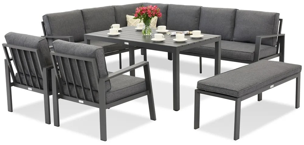 Zakintos Comida 7 hoekbank met bank antraciet Garden Point