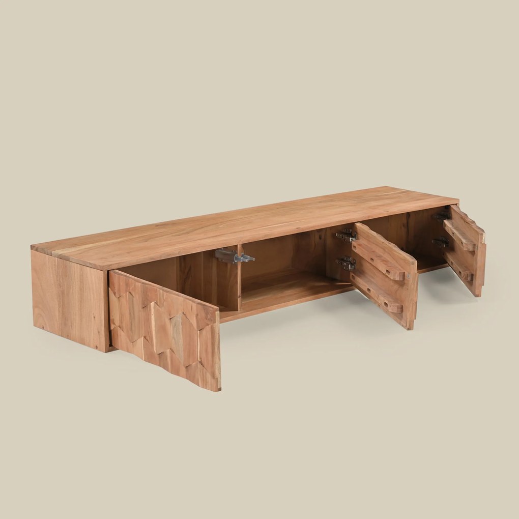 Zwevend Tv-meubel Donker Hout Motief 160 Cm - 160x35x25cm.