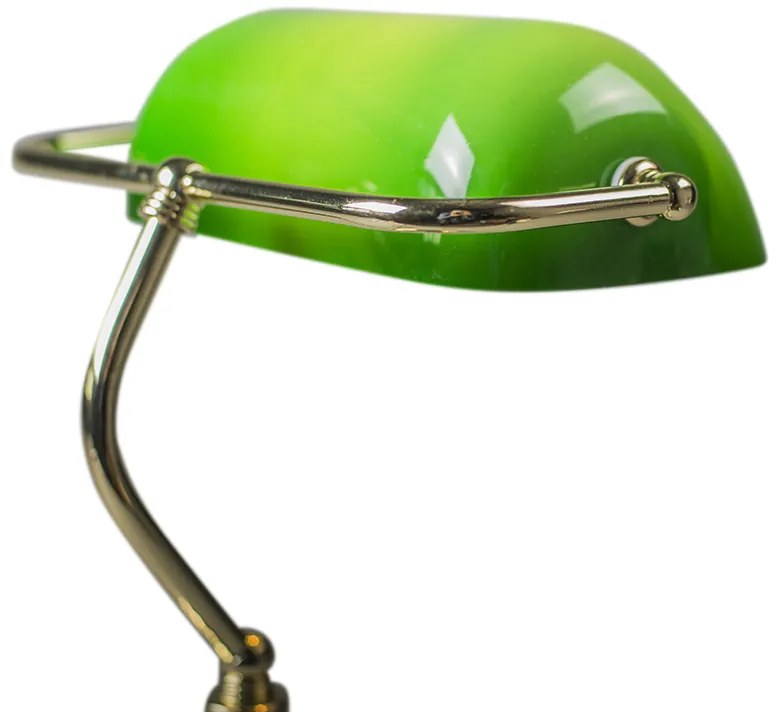 Smart tafellamp messing met groen glas incl. Wifi P45  - Banker