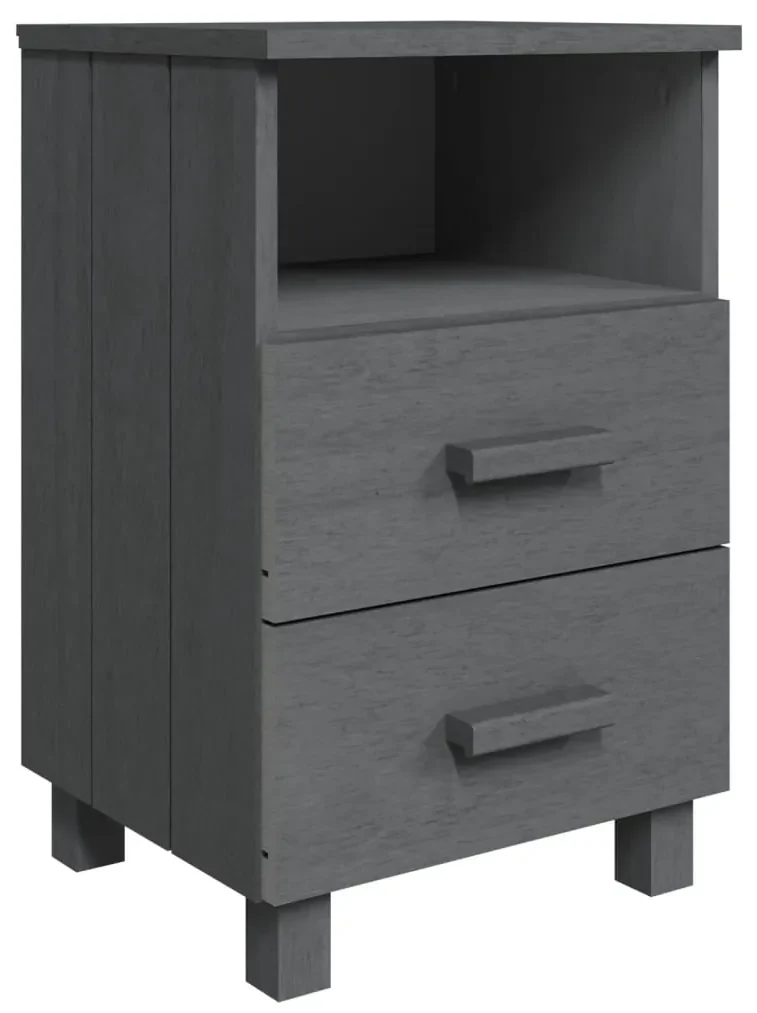 vidaXL Nachtkastje 40x35x62 cm massief grenenhout donkergrijs