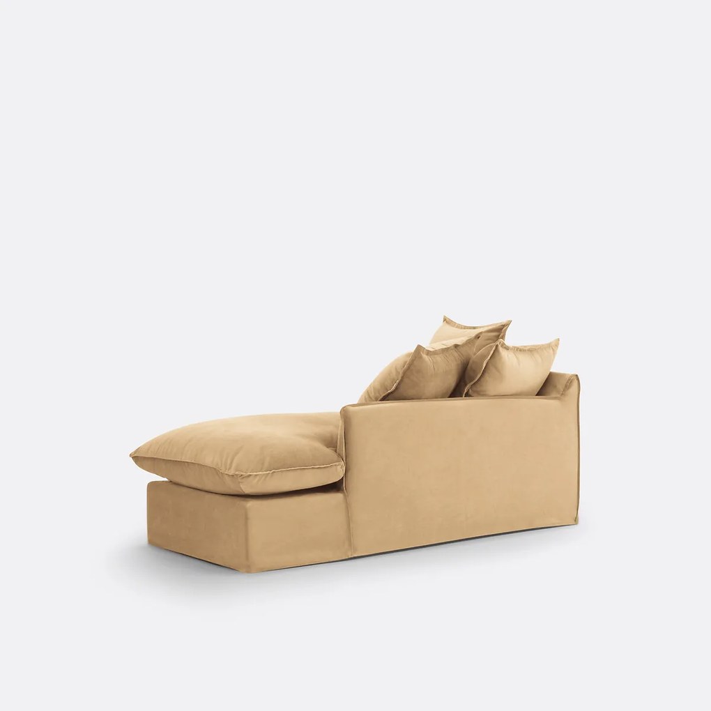 Rechte fluwelen longchair met afneembare hoezen, ODNA