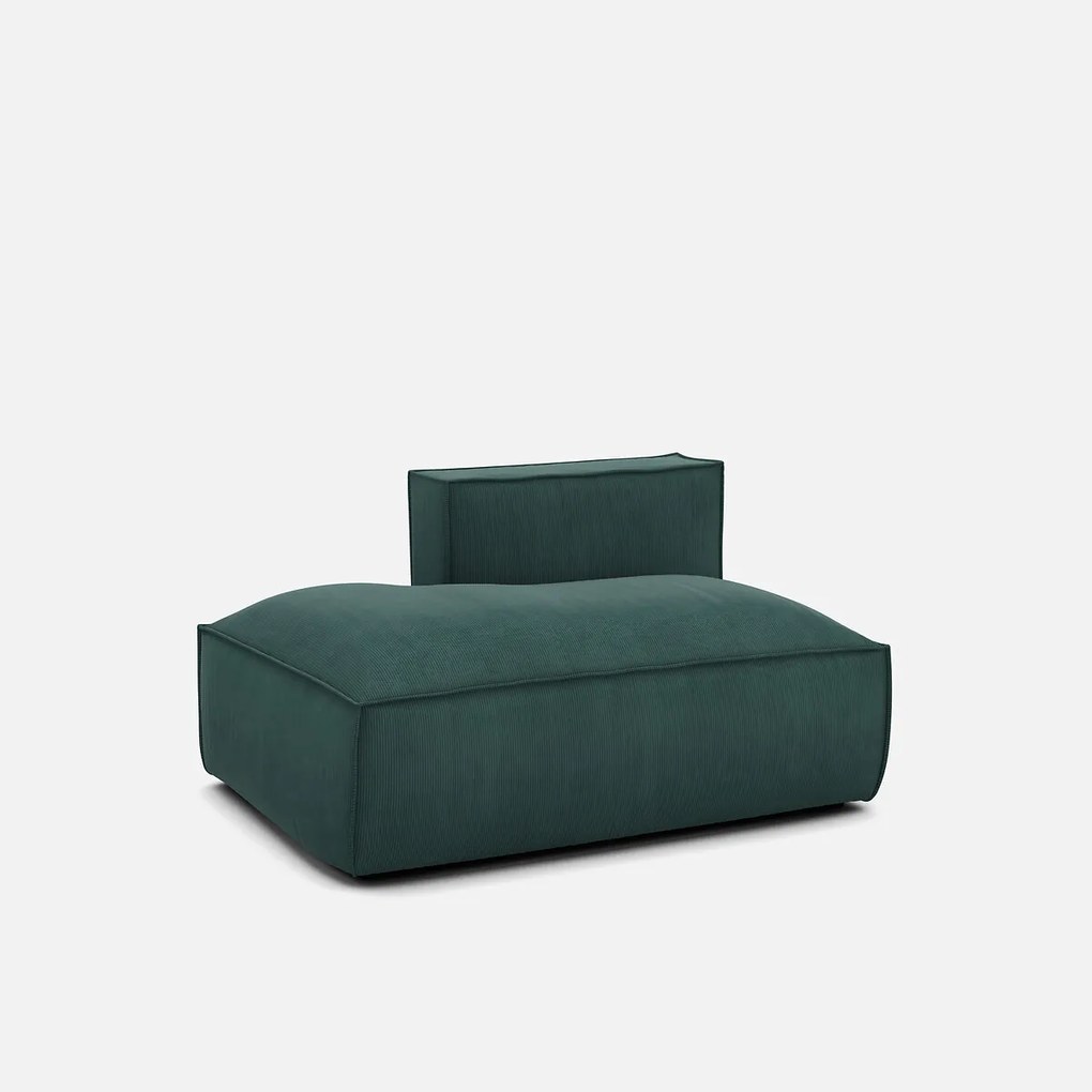 Links chaise longue-element voor modulaire bank, in ribfluweel, Seven