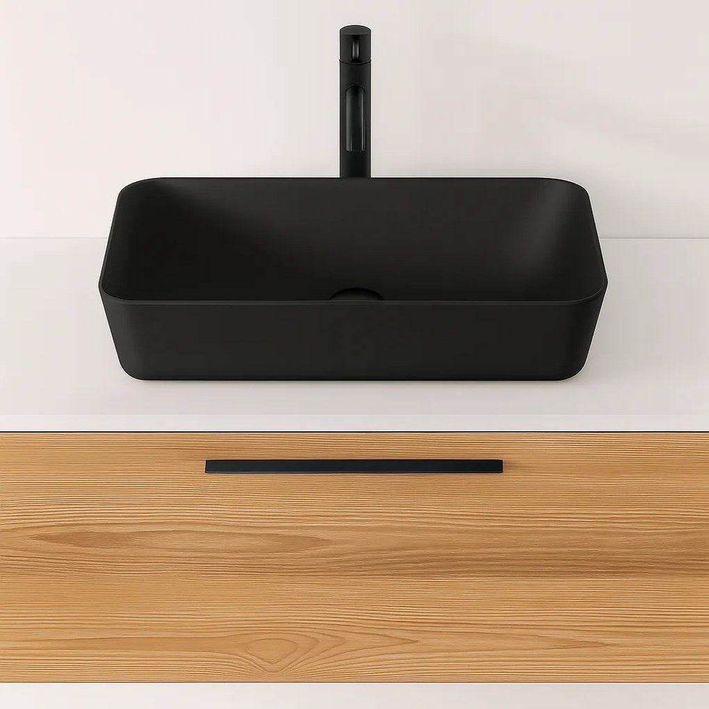 Sanigoods Aqualis keramische waskom 60x40cm mat zwart