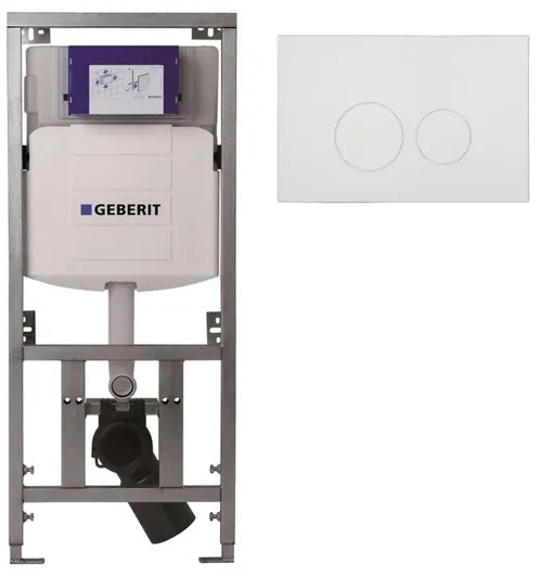 Geberit Inbouwreservoir UP320 met QeramiQ push bedieningsplaat - dualflush - ronde knoppen - kunststof wit glans SW706186 0701131