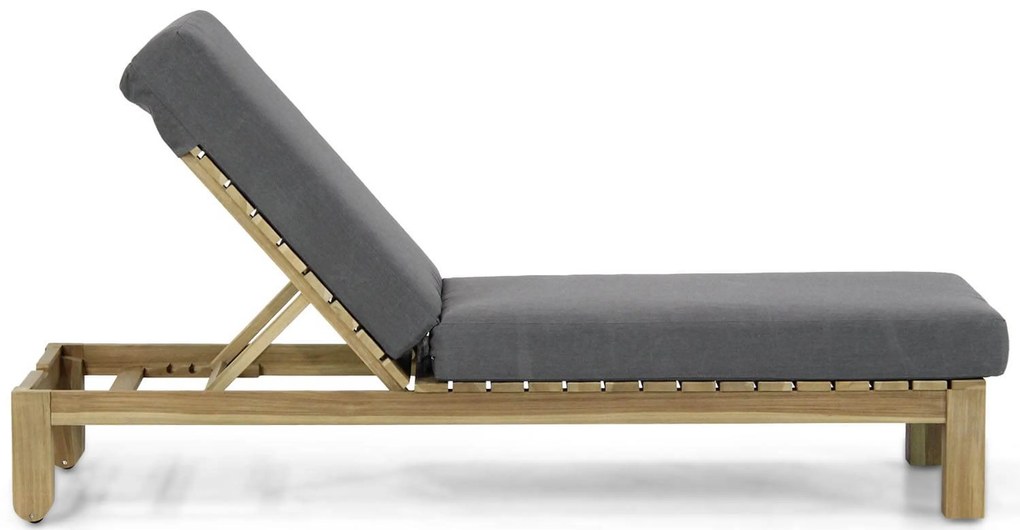 Santika Furniture Santika Arlington Lounger Met Antraciet Kussen Teak Old Teak Greywash