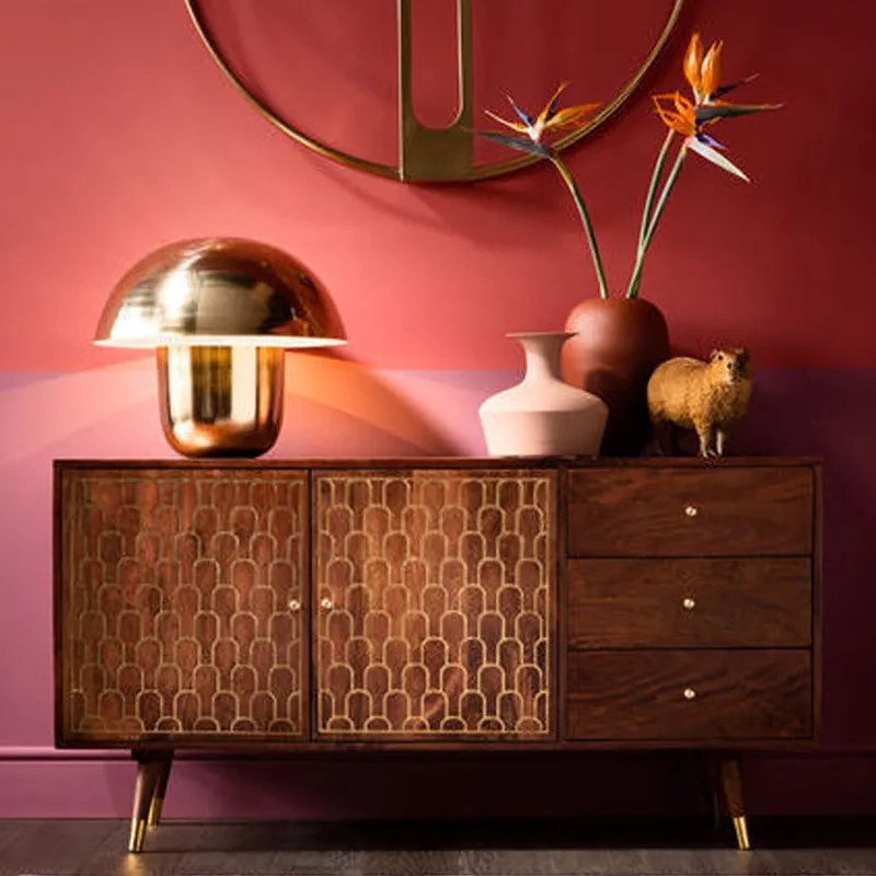 Retro Dressoir Mangohout Goud - 145x45x75cm.