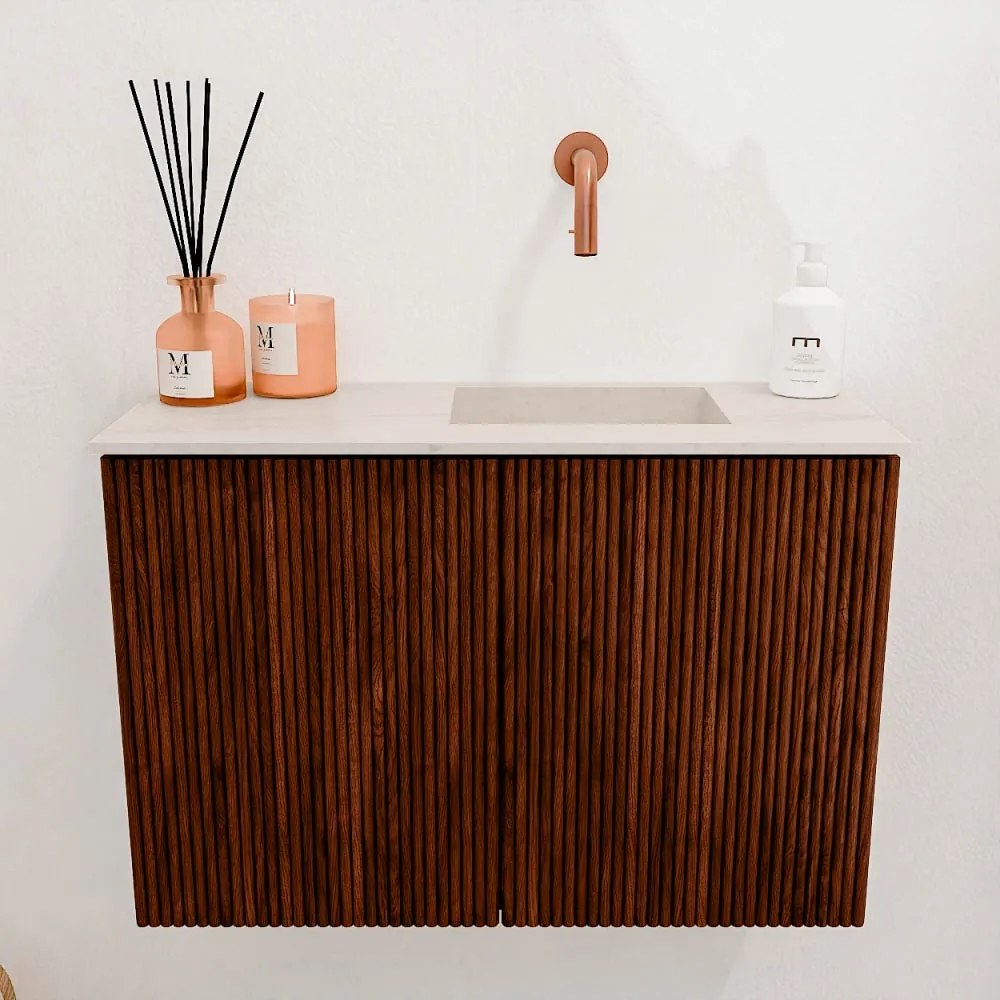 Mondiaz Joya DLux 60cm toiletmeubel ruby met wastafel faye rechts zonder kraangat meli