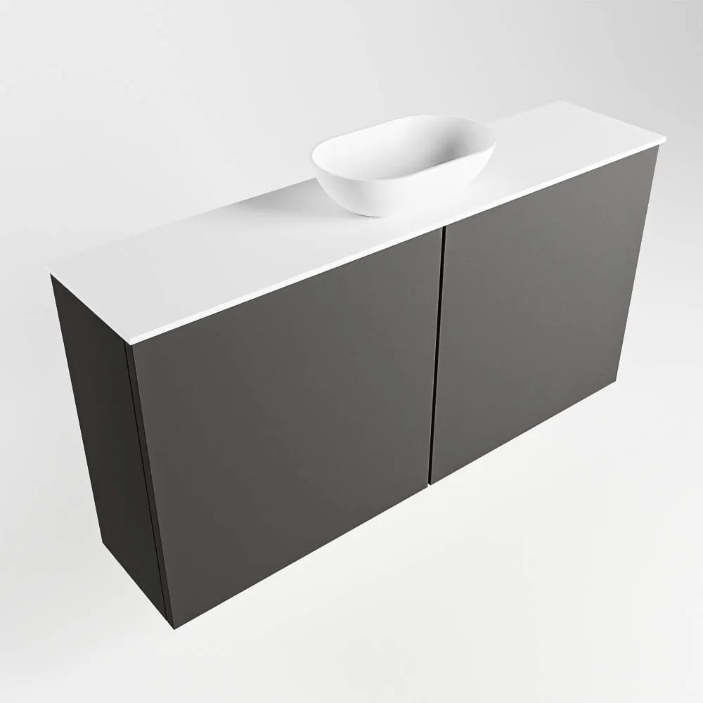 Mondiaz Fowy toiletmeubel 100cm dark grey met witte waskom midden en kraangat