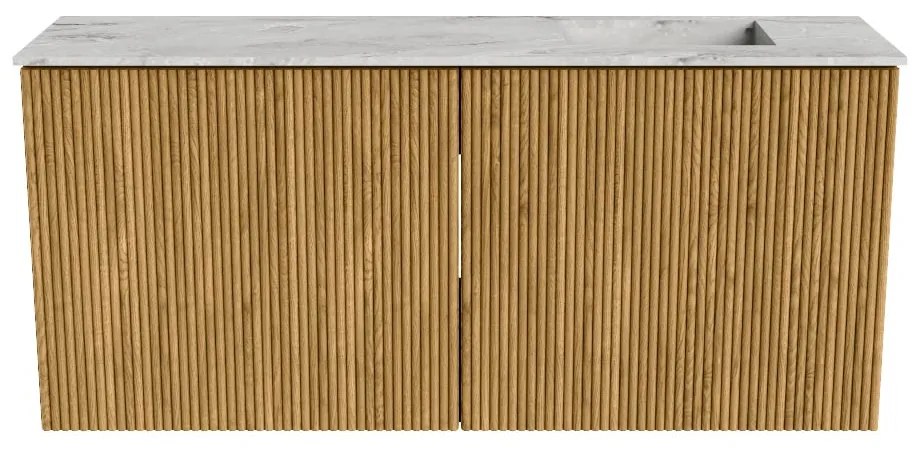 Mondiaz Joya DLux 90cm toiletmeubel oak met wastafel faye rechts 1 kraangat glace
