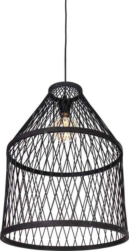 Landelijke buiten hanglamp zwart rotan 3-lichts - Calamus